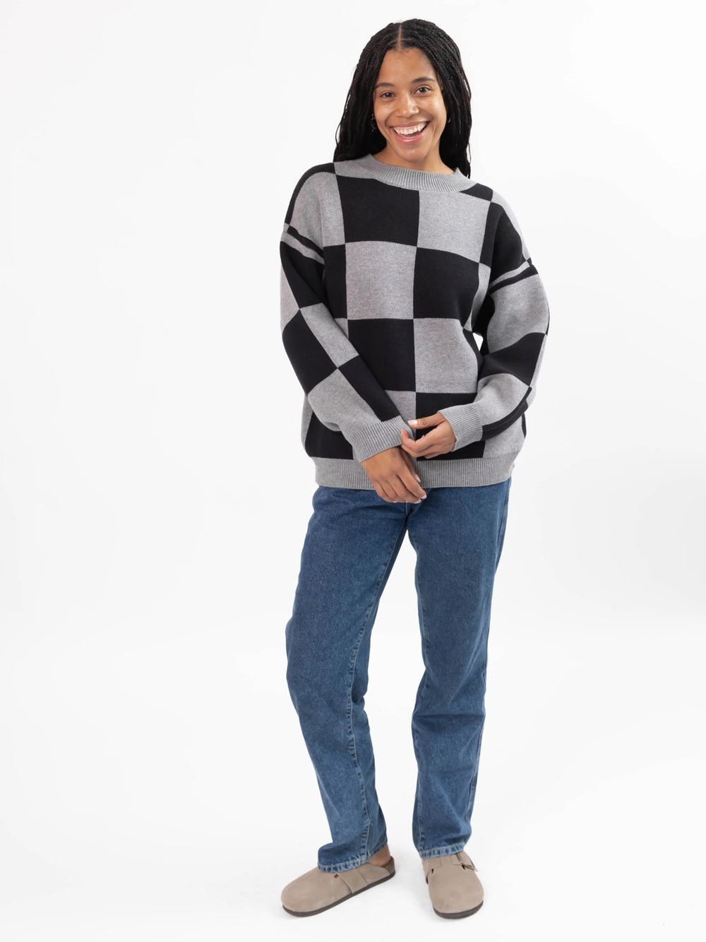 Smash + Tess Chrissy Checkered Sweater M/L